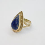 Sterling Silver Blue Sodalite Peardrop Statement Ring Vintage c1970 Size M 1/2