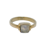 Sterling Silver Square Cabochon Moonstone Dress Ring Vintage c1970 Size N 1/2