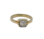 Sterling Silver Square Cabochon Moonstone Dress Ring Vintage c1970 Size N 1/2