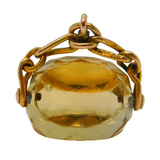 Edwardian 9ct Yellow Gold Mounted Citrine Spinner Fob Pendant Antique