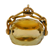 Edwardian 9ct Yellow Gold Mounted Citrine Spinner Fob Pendant Antique