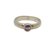 Sterling Silver Purple CZ Solitaire Dress Band Ring Modern c1990 Size K