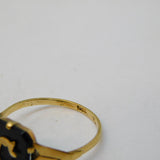 Art Deco 9ct Yellow Gold & Onyx Set 'C' Initial Mourning Ring Antique c1930s