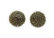 Pair of Sterling Silver Round Marcasite Art Deco Stud Earrings Antique c1930
