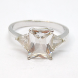 Sterling Silver Modernist Paste Set Dress Ring Vintage c1970 Size Q