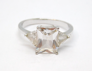 Sterling Silver Modernist Paste Set Dress Ring Vintage c1970 Size Q