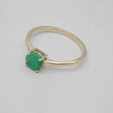 Sterling Silver Round Emerald Solitaire Dress Ring Vintage c1970 Size M 1/2