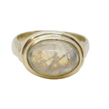 Sterling Silver Moonstone Cabochon Studio Style Ring Vintage c1970 Size Q 1/2