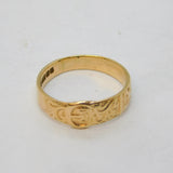 9ct Yellow Gold Sweetheart Buckle Band Ring Vintage 1976 Birmingham