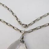 Victorian Sterling Silver Faceted Rock Crystal Pendant Necklace Antique c1890