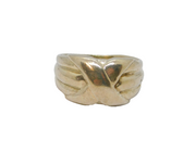 Sterling Silver 'X' Cross Pattern Wide Band Studio Ring Vintage c1970 Size S 1/2