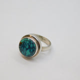 Sterling Silver Round Turquoise Studio Style Chunky Ring Vintage c1990 Size Q