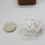Sterling Silver Paste Set Floral Drop Charm Pendant Vintage c1970