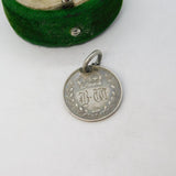 Victorian Sterling Silver Threepence 'BW' Engraved Love Token Charm Antique