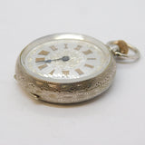 19th Century Swiss .935 Silver Cased Silvered Dial Ladies Pocket Watch Antique