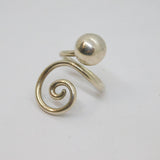 Sterling Silver Swirl & Sphere Wrap-Around Statement Ring Vintage c1970 Size L