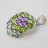 Sterling Silver, Amethyst, Peridot & Topaz Honeycomb Pendant Vintage c1990s