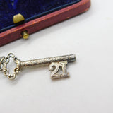 Sterling Silver 21st Birthday Key Charm Pendant Vintage c1970