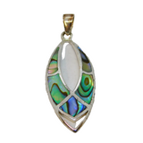 Sterling Silver Shell Set Ellipse Shape Charm Pendant Vintage c1970