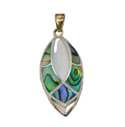 Sterling Silver Shell Set Ellipse Shape Charm Pendant Vintage c1970