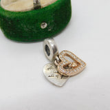 Sterling Silver Love Hearts Charm Pendant Vintage c1970