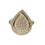 Sterling Silver Paste Set Peardrop Shape Statement Ring Vintage c1970 Size L