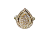 Sterling Silver Paste Set Peardrop Shape Statement Ring Vintage c1970 Size L