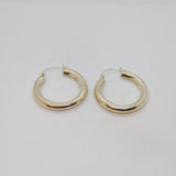Pair of Sterling Silver Large Round Hoop Huggie Earrings Vintage c1970