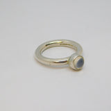 Sterling Silver Moonstone Cabochon Chunky Band Ring Vintage c1970 Size L 1/2