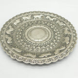 19th Century Ceylonese White Metal Animal Pattern Dish Antique c1880s