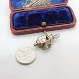 Sterling Silver Miner's Lamp with Pearl Charm Pendant Vintage c1970