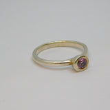 Sterling Silver Pink Topaz Solitaire Stacking Band Ring Vintage c1970 Size L