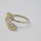Sterling Silver Leaf Design Crossover Band Ring Vintage c1970 Size N 1/2