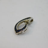 Sterling Silver 15 Sapphire Set Modernist Curved Open Leaf Pendant Vintage c1970