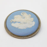 Sterling Silver Mounted Wedgwood Chariot Cameo Brooch Vintage c1970