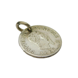 19th Century Sterling Silver Italian Centesimi Coin Charm Pendant Antique c1870