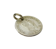 19th Century Sterling Silver Italian Centesimi Coin Charm Pendant Antique c1870