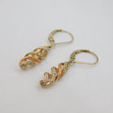 Pair of Sterling Silver Two-Tone Spinel Set Twist Drop Earrings Vintage c1970