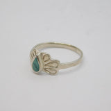 Sterling Silver Malachite Set Patterned Ring Vintage c1970 Size L 1/2