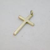 Sterling Silver Simplistic Lined Edge Cross Charm Pendant Vintage c1970