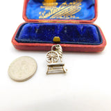 Sterling Silver Spinning Wheel Charm Pendant Vintage c1970
