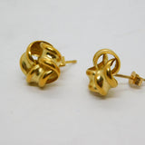 Pair of 9ct Yellow Gold Knot Stud Earrings Vintage c1970s