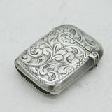 Victorian Sterling Silver Floral Pattern Vesta Case Antique 1899 Birmingham