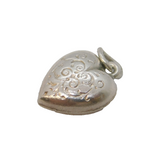 Sterling Silver Puffy Heart Charm Pendant Vintage c1970s