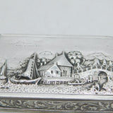 Edwardian Sterling Silver Sailing Scene Snuff Box Antique 1906 Birmingham