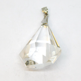 Sterling Silver Faceted Glass Drop Charm Pendant Vintage c1970