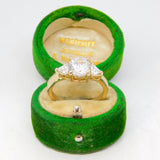 Sterling Silver Gilt Triple Crystal Set Ring Vintage c1970 Size P 1/2