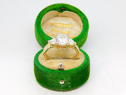 Sterling Silver Gilt Triple Crystal Set Ring Vintage c1970 Size P 1/2
