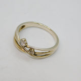Sterling Silver CZ Set Twisted Open Strands Dress Band Ring Vintage c1990 Size O