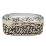 Edwardian Sterling Silver Floral Pattern Jewellery Box Antique 1904 Birmingham